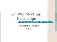 6th WG Meeting: Next steps