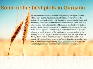 Some of the best plots in Gurgaon