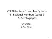 CSE20 Lecture 6: Number Systems 5. Residual Numbers (cont)