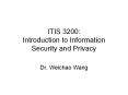 ITIS 3200: Introduction to Information Security and Privacy PowerPoint PPT Presentation