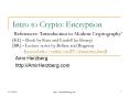 Intro to Crypto: Encryption References:  PowerPoint PPT Presentation