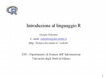 Introduzione a R