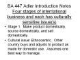 BA 447 Adler Introduction Notes Four stages of international business and each has culturally sensitive issue(s) PowerPoint PPT Presentation