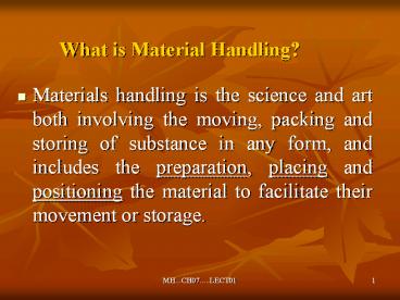 What is Material Handling?