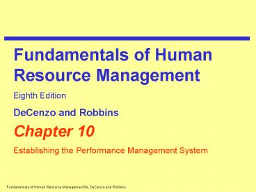 Establishing the Performance Management System