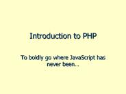 Introduction to PHP