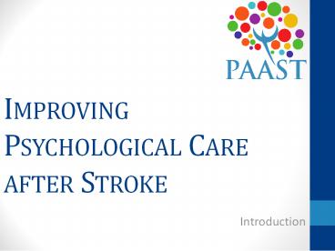 Improving Psychological Care after Stroke