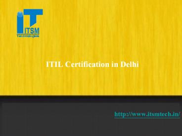 ITIL certification in Delhi
