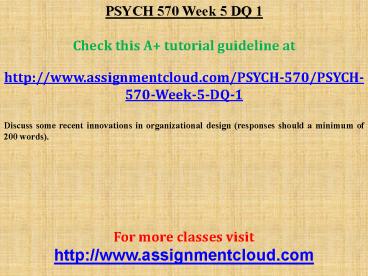 PSYCH 570 Week 5 DQ 1