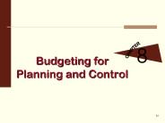 Budgeting for Planning and Control
