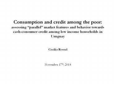 Consumption and credit among the poor: assessing 