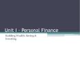 Unit I - Personal Finance PowerPoint PPT Presentation