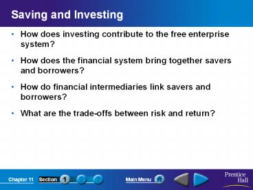 Saving and Investing