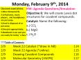 Monday, February 9th, 2014 PowerPoint PPT Presentation