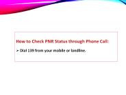 Check PNR Status by Phone Call