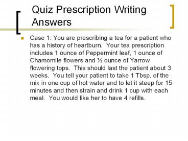 Quiz Prescription Writing Answers
