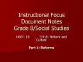 Instructional Focus Document Notes Grade 8/Social Studies PowerPoint PPT Presentation