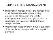 SUPPLY CHAIN MANAGEMENT