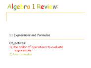 Algebra 1 Review:
