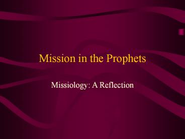 Mission in the Prophets