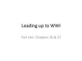 Leading up to WWI PowerPoint PPT Presentation