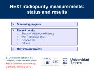NEXT radiopurity measurements: