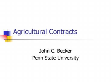 Agricultural Contracts
