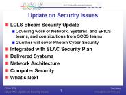 Update on Security Issues