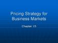 Pricing Strategy for Business Markets PowerPoint PPT Presentation