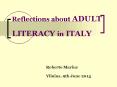 Reflections about ADULT LITERACY in ITALY PowerPoint PPT Presentation