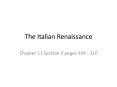 The Italian Renaissance PowerPoint PPT Presentation