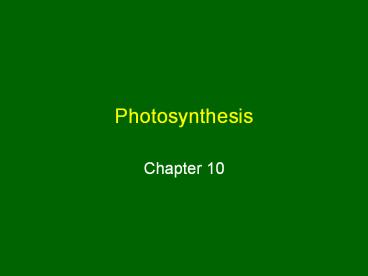 Photosynthesis