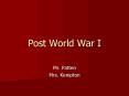 Post World War I PowerPoint PPT Presentation
