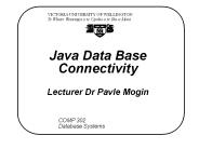 Java Data Base Connectivity Lecturer Dr Pavle Mogin