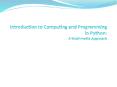 Introduction to Computing and Programming in Python: A Multimedia Approach PowerPoint PPT Presentation
