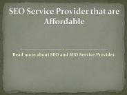 SEO Service Provider that are Affordable