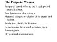 The Postpartal Woman PowerPoint PPT Presentation