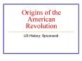 Origins of the American Revolution PowerPoint PPT Presentation