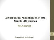 Lecture6:Data Manipulation in SQL , Simple SQL queries
