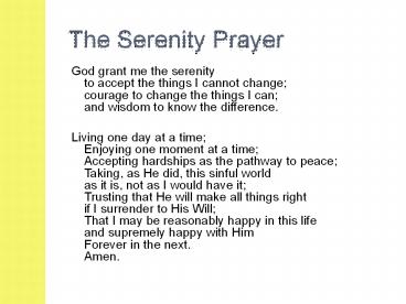 The Serenity Prayer