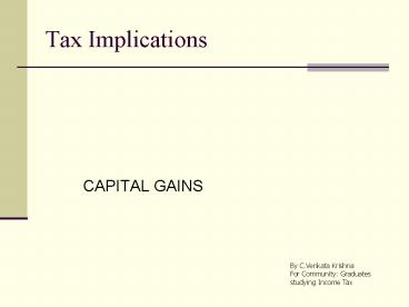 Tax Implications