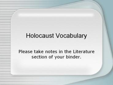 Holocaust Vocabulary