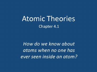 Atomic Theories