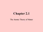 The Atomic Theory of Matter