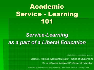 Academic Service - Learning 101