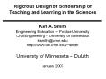 Rigorous Design of Scholarship of Teaching and Learning in the Sciences PowerPoint PPT Presentation