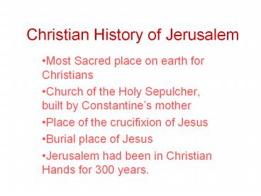 Christian History of Jerusalem