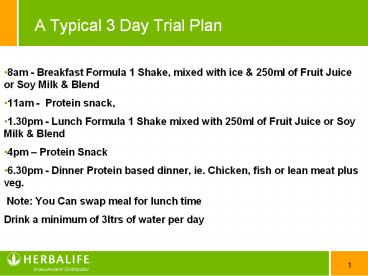 A Typical 3 Day Trial Plan
