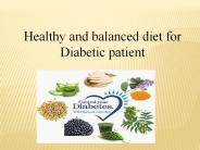 Healthy and balanced diet for Diabetic patient