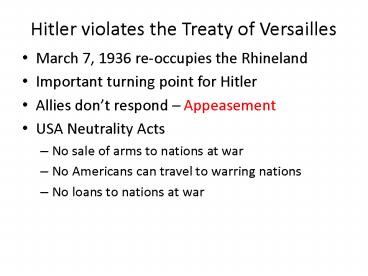 Hitler violates the Treaty of Versailles
